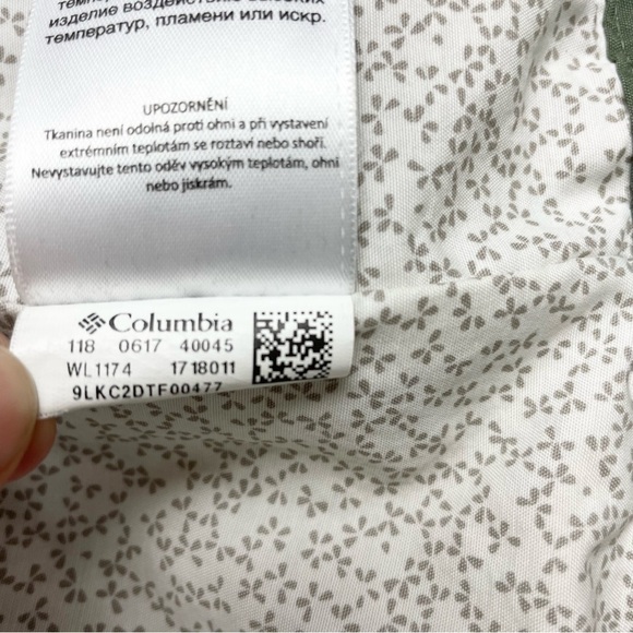 COLUMBIA Cotton Blend Spring/Fall Jacket Sage Green with Brown Leather Detail - Picture 11 of 16